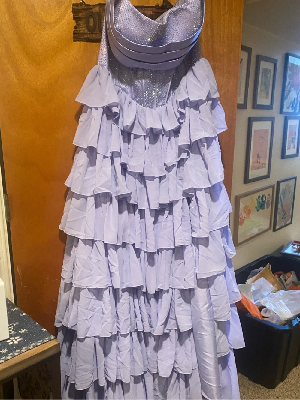 Lilac Ruffle Tiered Prom Dress - Women